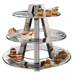 American Metalcraft TTS2319 Accent3 3-Tier Hammered S/S Display Stand