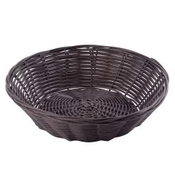 TableCraft 1475 Brown 8-1/2" Round Woven Plastic Basket - Dozen