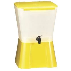 TableCraft 955 Yellow & White 3 Gallon Plastic Beverage Dispenser