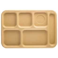 Cambro BCT1014161 Tan Budget 6-Compartment School Tray - 24 / CS