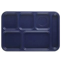 Cambro BCT1014186 Navy Blue Budget 6-Compartment School Tray - Dozen