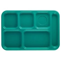 Cambro BCT1014414 Teal Budget 6-Compartment School Tray - Dozen