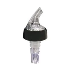 Darling Food Service Clear / Black Collar Liquor Pourer - Dozen