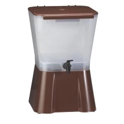TableCraft 954 Brown & White 3 Gallon Plastic Beverage Dispenser