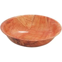 TableCraft 210 10" Mahogany Round Woven Wood Bowl - Dozen