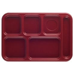 Cambro 10146CW416 Camwear Cranberry 6-Comp Serving Tray - 24 / CS