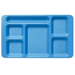 Cambro 1596CW168 Camwear Blue 9 X 15" Tray With 6 Comp. - 24 / CS