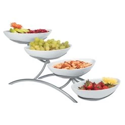Gourmet Display PP2000-39 Platinum 4-Tier Display With Porcelain Bowls