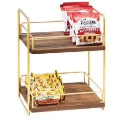 Cal-Mil 3704-2-46 2-Tier Mid-Century Brass Frame Merchandiser