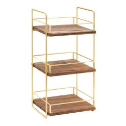 Cal-Mil 3704-3-46 3-Tier Mid-Century Brass Frame Merchandiser