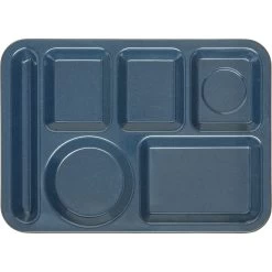 Carlisle 4398035 Cafe Blue Left-Hand 14 X 10 In 6-Comp. Tray - 12 / CS