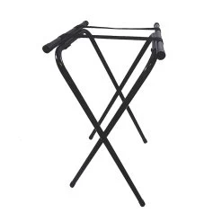 TableCraft 24BK Black 31-3/4" Powder Coated Metal Tray Stand