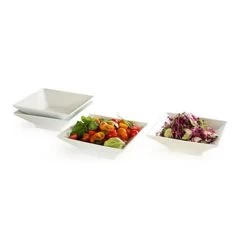 Rosseto CP002 4-Pc. White 8.5" Square Porcelain Bowl Set