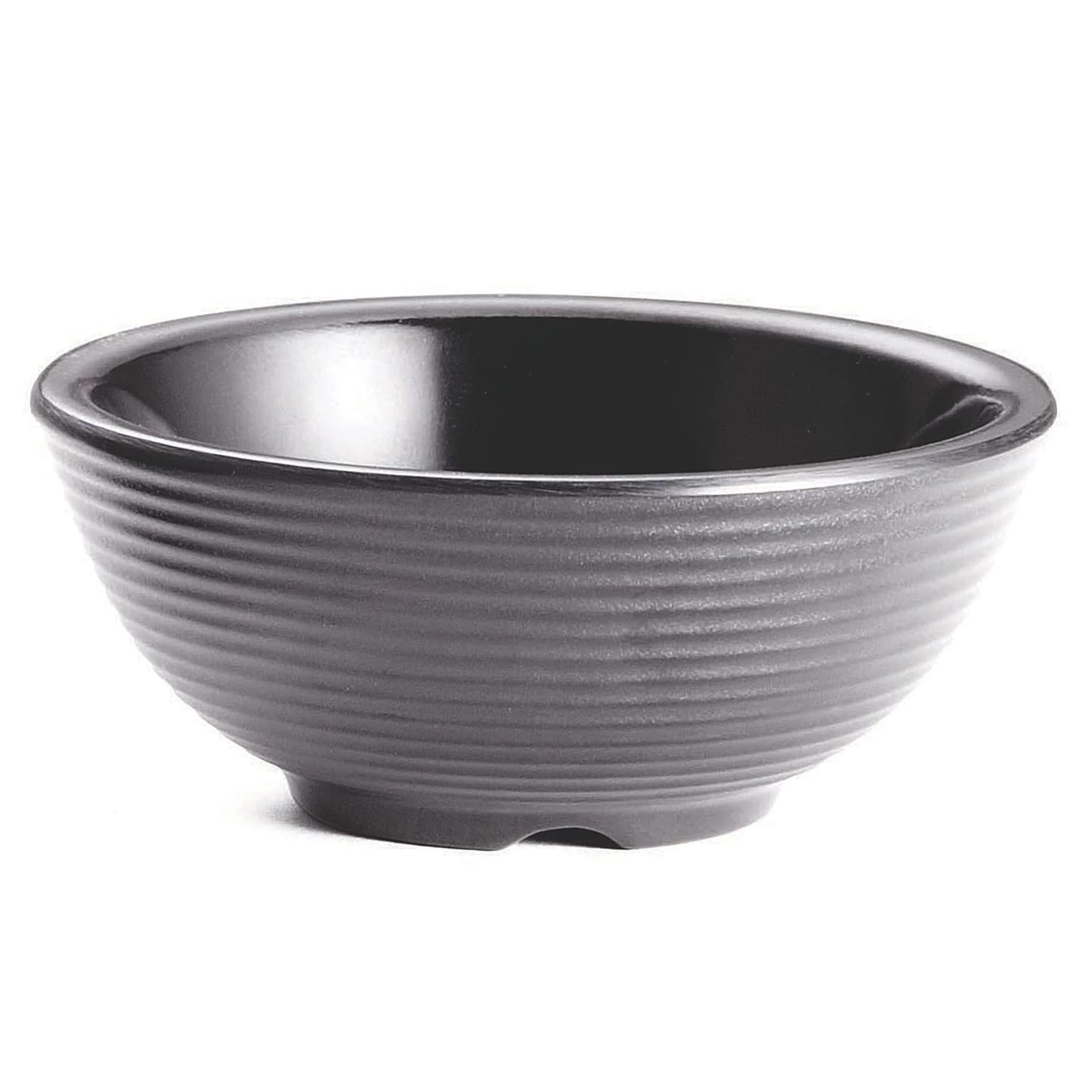TableCraft RAM2RBK Black Melamine 2 Oz. Ribbed Ramekin - 12 / CS