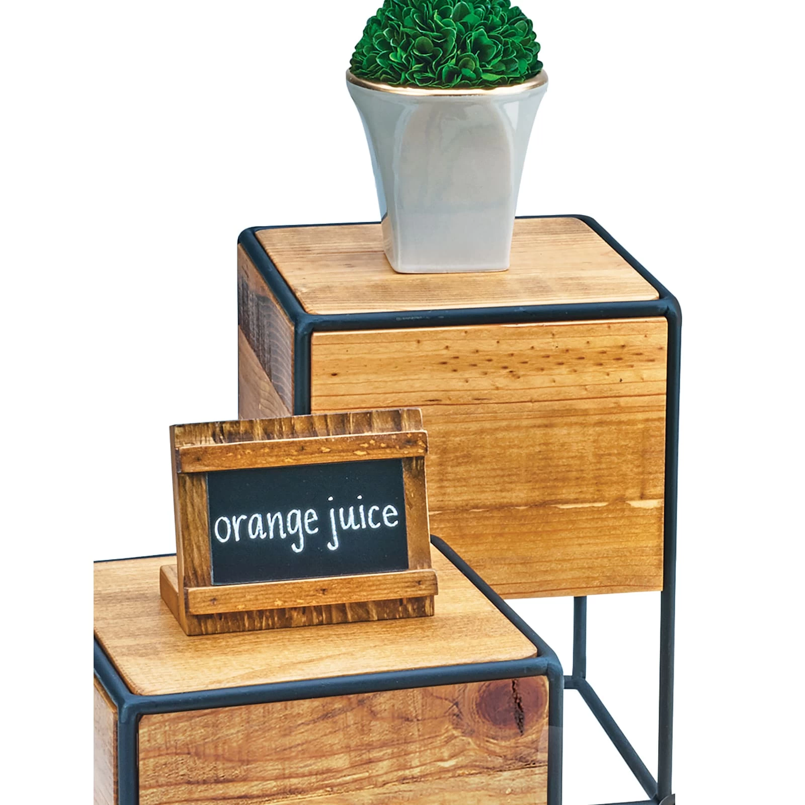 Cal-Mil 3562-11-99 Madera Wood & Black 8" Industrial Riser