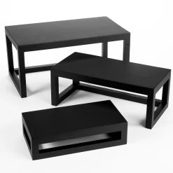 American Metalcraft AWRS 3-Pc. Black Laquered Wood Frame Riser Set