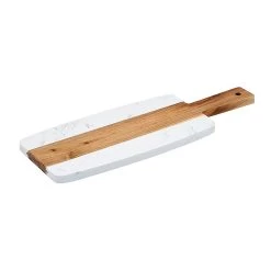 Winco SBMW-156 Marble/Wood 15-3/4" X 6" Serving Board With Handle