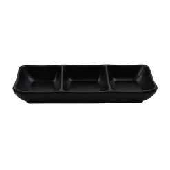 G.E.T. SD-7600-BK Nara Black 3-Compartment Dish - Dozen