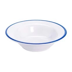 G.E.T. B-50-W/CB White With Blue Trim 4.5 Ounce Melamine Bowl - Dozen