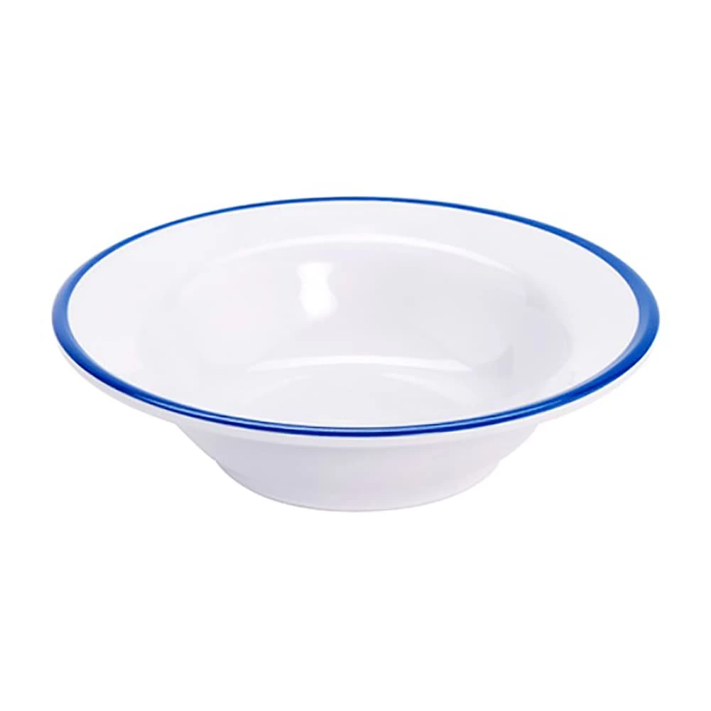 G.E.T. B-50-W/CB White With Blue Trim 4.5 Ounce Melamine Bowl - Dozen