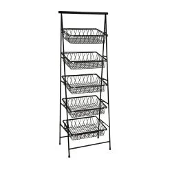 G.E.T. IR-951-BK Black 23.5" X 14" X 64" Rectangular 5-Tier Stand