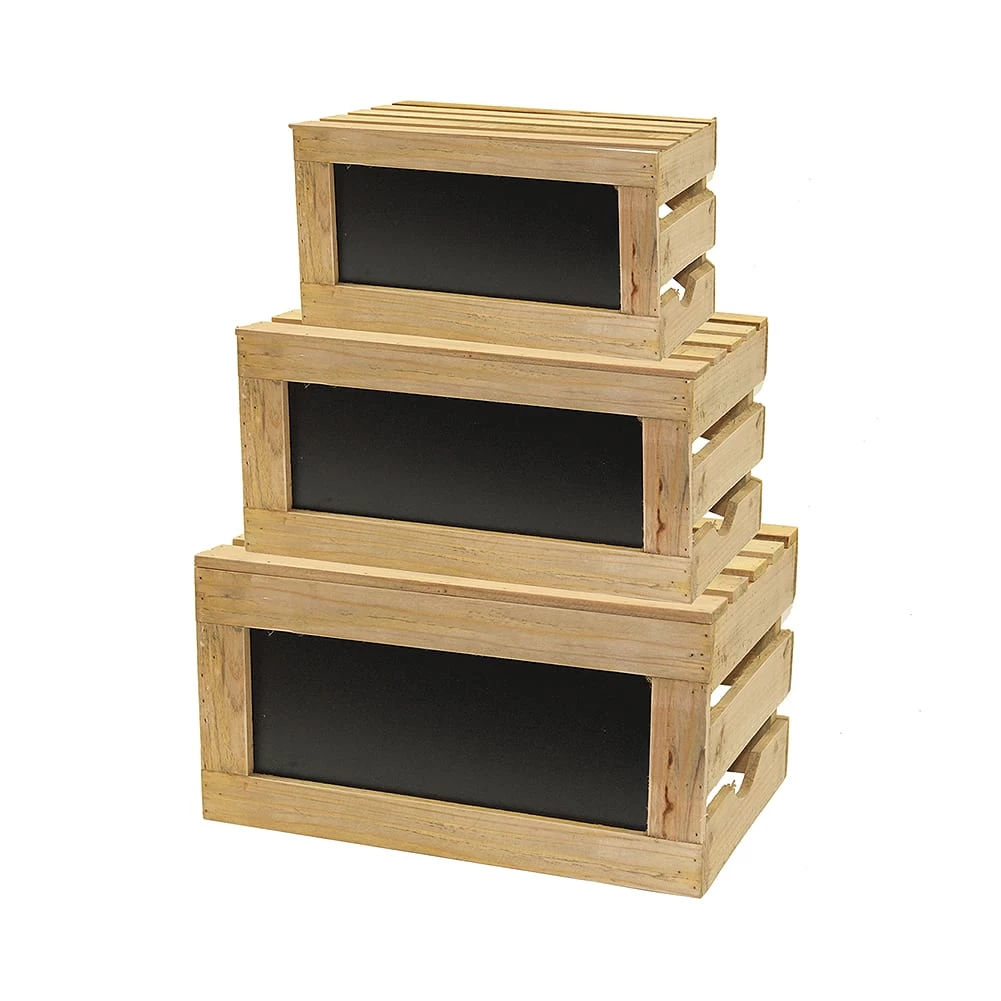 TableCraft RCBCRATE1 Rustic Wood Crate Riser With Chalkboard - 3 / ST
