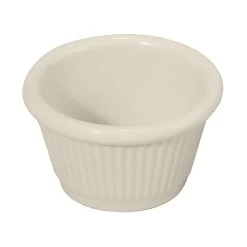 Winco RFM-4B Bone Melamine 4 Ounce Fluted Ramekin - Dozen