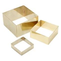 American Metalcraft RSQG2 Satin Gold Square Risers - 3 / ST