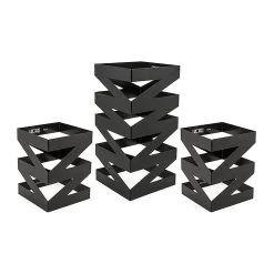 FOH BRI006BKI28 Set Of 3 Matte Black Zig Zag Riser Set
