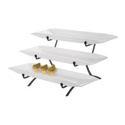 Cal-Mil SR1033-13 Black Incline 3 Tier Stand W/ Melamine Platters Set