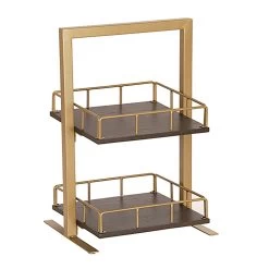 Cal-Mil 3494-2-112 Heritage Gold/Wood 21" 2-Tier Stand