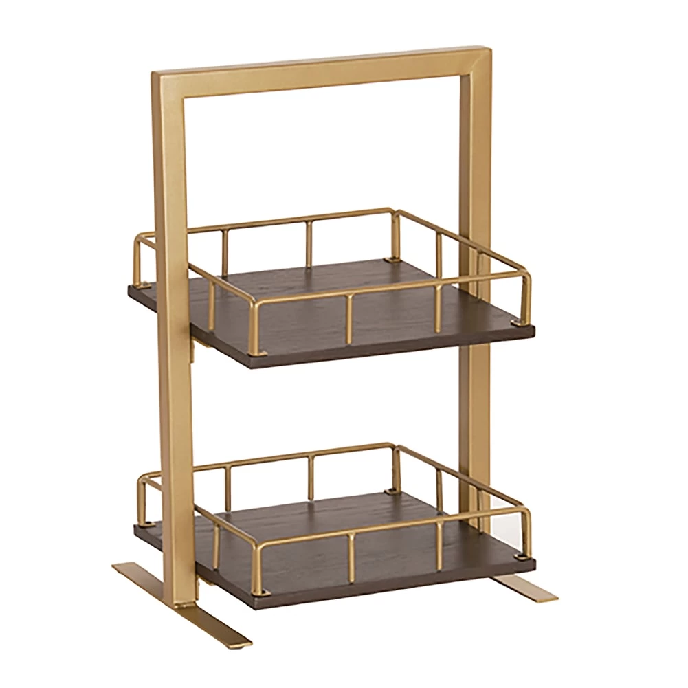 Cal-Mil 3494-2-112 Heritage Gold/Wood 21" 2-Tier Stand