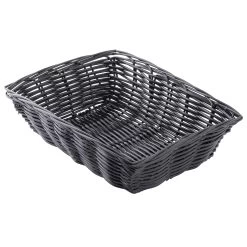 TableCraft 2472 Black 9" X 6" Rectangular Woven Plastic Basket - Dozen